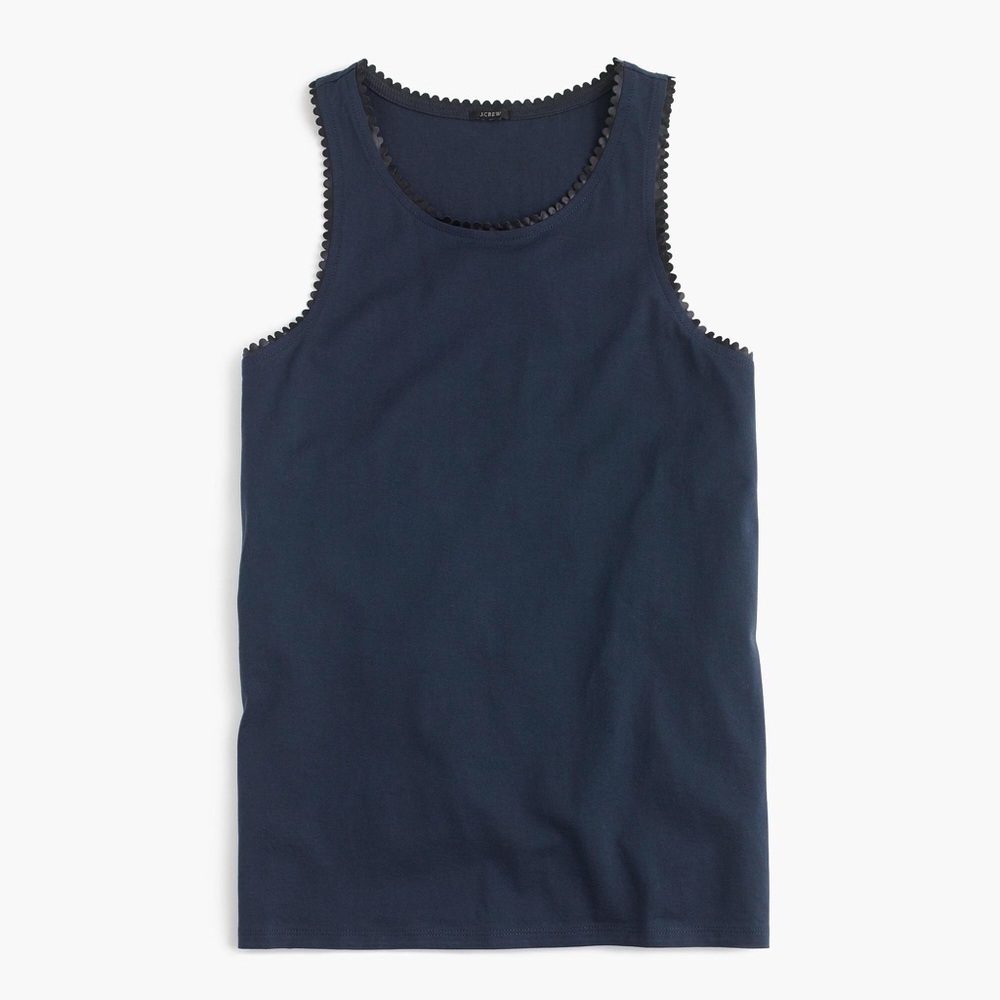 NWT Navy J. Crew Faux-Leather Trim Tank Top